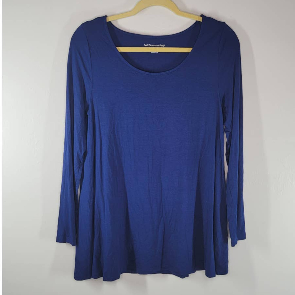 Soft Surroundings Basic Layering Tee Size S Super Soft Long Sleeve Stretch Blue - Picture 2 of 5